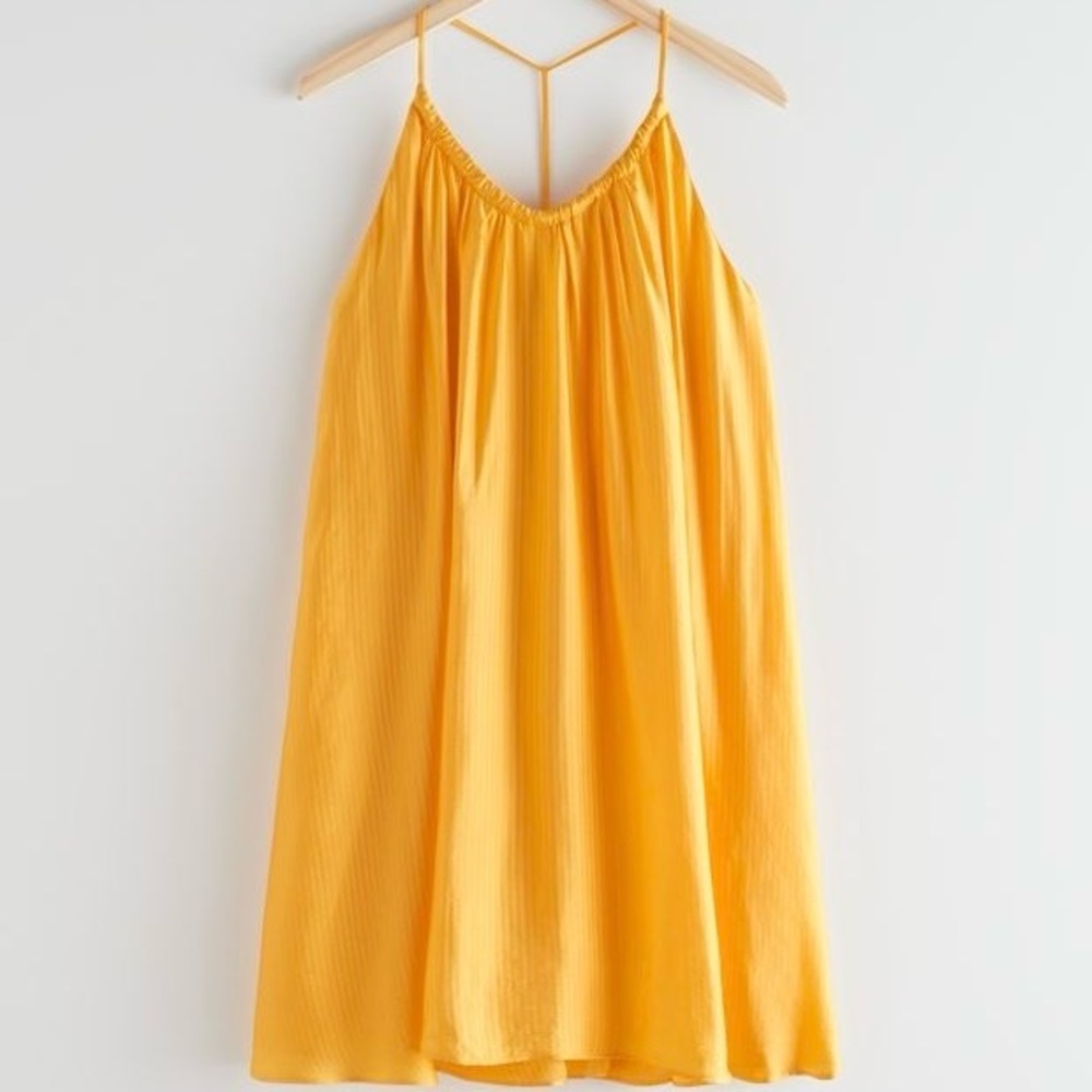 Paris Atelier & Other Stories Voluminous Dress Women Sz S Yellow Trapeze Mini